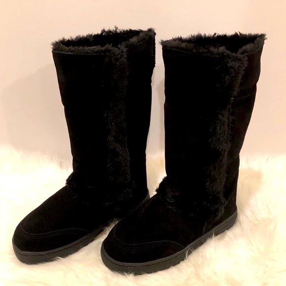 NWT Style & Co Witty Black Suede Faux Fur Boots Size 7 New in Box - Picture 4 of 9